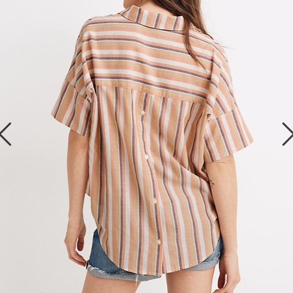 NWT Madewell Courier Button Back Shirt in Rainbow - Picture 3 of 8